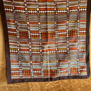 Vintage Geometric Scarf in Burnt Orange & Brown